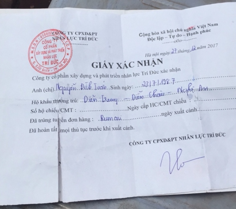 Công ty XKLĐ Trí Đức: Bài 2 - Hứa một đằng, đưa đi một nẻo